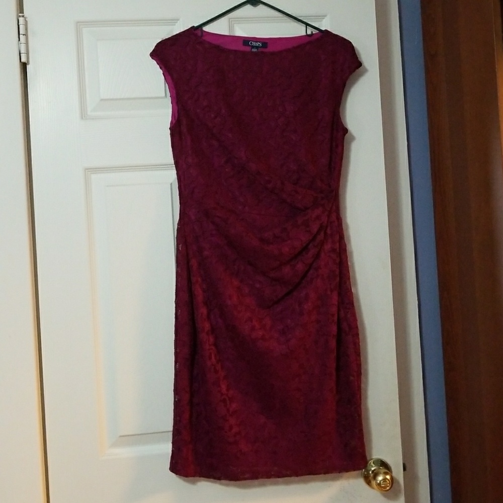 Wine colored lace dress